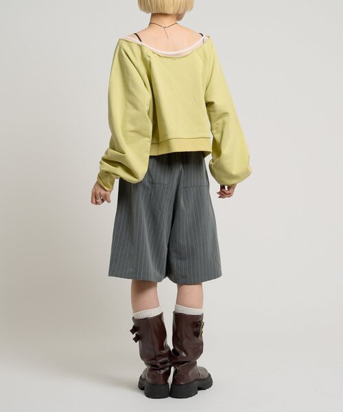 w closet(ダブルクローゼット)の「シアーワンショルスウェット(Tシャツ/カットソー・レディース・アイボリー/グリーン/グレー・FREE)」の7枚目の写真