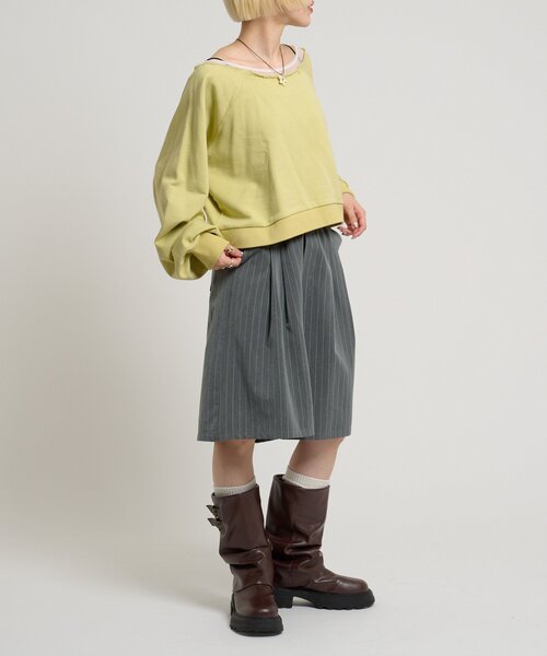 w closet(ダブルクローゼット)の「シアーワンショルスウェット(Tシャツ/カットソー・レディース・アイボリー/グリーン/グレー・FREE)」の8枚目の写真