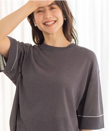 配色ラインニットTシャツ