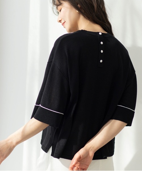 SHOO・LA・RUE(シューラルー)の「配色ラインニットTシャツ(ニット/セーター・レディース・ブルー系その他/ブラック/ピンク/ダークブラウン/ホワイト/チャコールグレー・00)」の3枚目の写真