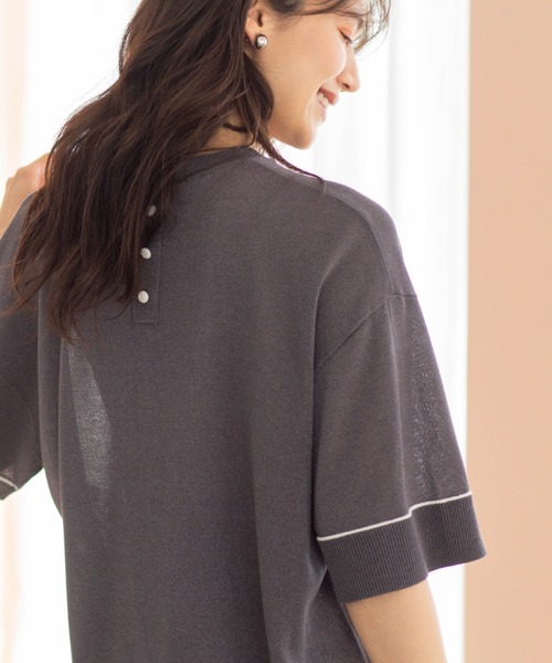 SHOO・LA・RUE(シューラルー)の「配色ラインニットTシャツ(ニット/セーター・レディース・ブルー系その他/ブラック/ピンク/ダークブラウン/ホワイト/チャコールグレー・00)」の12枚目の写真