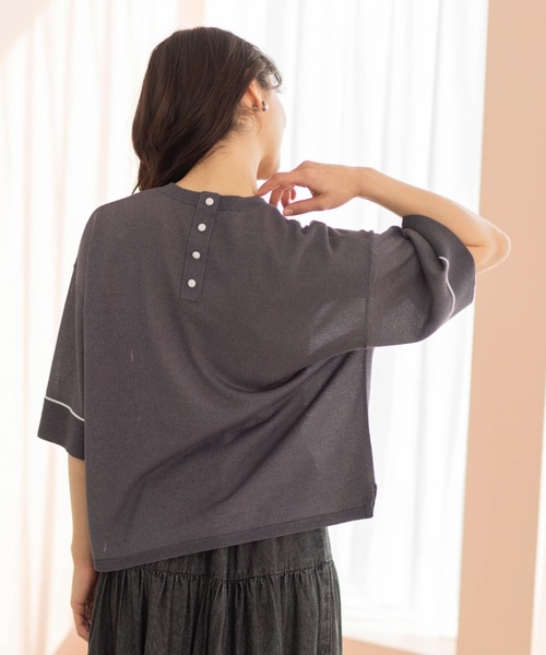 SHOO・LA・RUE(シューラルー)の「配色ラインニットTシャツ(ニット/セーター・レディース・ブルー系その他/ブラック/ピンク/ダークブラウン/ホワイト/チャコールグレー・00)」の14枚目の写真