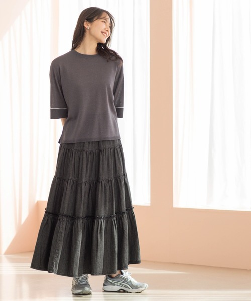 SHOO・LA・RUE(シューラルー)の「配色ラインニットTシャツ(ニット/セーター・レディース・ブルー系その他/ブラック/ピンク/ダークブラウン/ホワイト/チャコールグレー・00)」の15枚目の写真