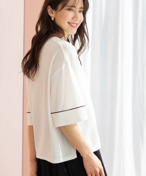 SHOO・LA・RUE(シューラルー)の「配色ラインニットTシャツ(ニット/セーター・レディース・ブルー系その他/ブラック/ピンク/ダークブラウン/ホワイト/チャコールグレー・00)」の19枚目の写真