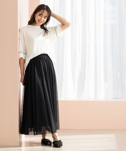 SHOO・LA・RUE(シューラルー)の「配色ラインニットTシャツ(ニット/セーター・レディース・ブルー系その他/ブラック/ピンク/ダークブラウン/ホワイト/チャコールグレー・00)」の22枚目の写真