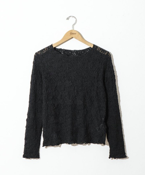 flower（フラワー）の「シャビーレーストップ（Tシャツ/カットソー・レディース・ブラック/アイボリー・FREE）」の2枚目の写真