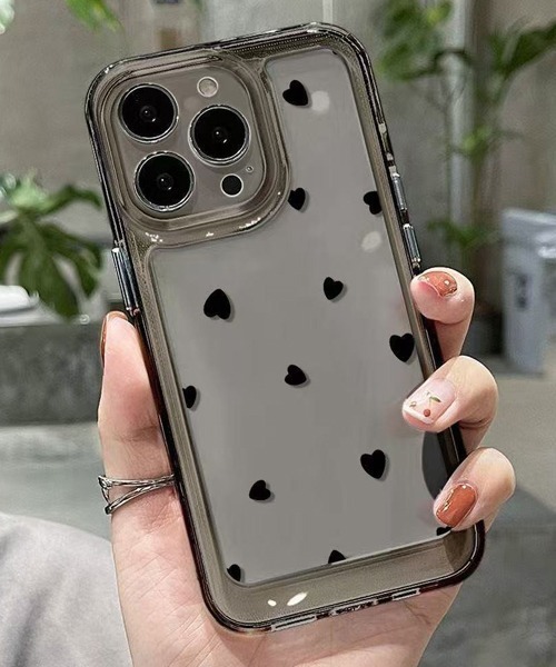 Fun & Daily(ファンアンドデイリー)の「Heart Dot Clear iPhone Case 16 17 Pro ProMax / アイフォンケース(スマホケース/カバー・レディース・ブラック/クリア・iPhone 16/iPhone 17 Pro Max/iPhone 17 Pro/iPhone 17/iPhone 16 Pro)」の1枚目の写真