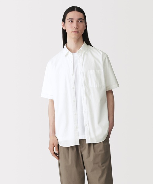 無印良品(ムジルシリョウヒン)の「紳士 洗いざらしブロード半袖シャツ(シャツ/ブラウス・メンズ・ブルー/ネイビー系/サックスブルー/ブラック/ライトグレー系/ホワイト・XL/L/M/S)」の1枚目の写真