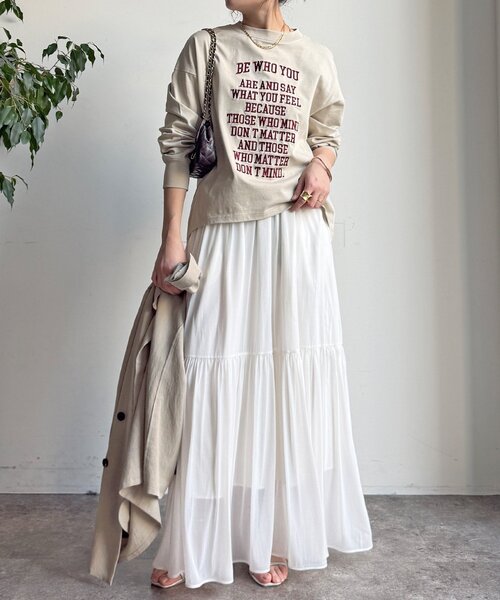 DouDou（ドゥドゥ）の「【WEB限定】コットンロゴTEE（Tシャツ/カットソー・レディース・チャコールグレー/オフホワイト/ベージュ・FREE）」の13枚目の写真