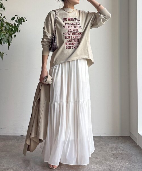 DouDou（ドゥドゥ）の「【WEB限定】コットンロゴTEE（Tシャツ/カットソー・レディース・チャコールグレー/オフホワイト/ベージュ・FREE）」の14枚目の写真