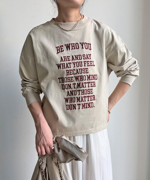 DouDou（ドゥドゥ）の「【WEB限定】コットンロゴTEE（Tシャツ/カットソー・レディース・チャコールグレー/オフホワイト/ベージュ・FREE）」の18枚目の写真