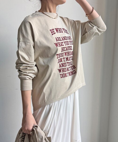 DouDou（ドゥドゥ）の「【WEB限定】コットンロゴTEE（Tシャツ/カットソー・レディース・チャコールグレー/オフホワイト/ベージュ・FREE）」の19枚目の写真