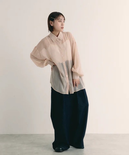 merrylatte(メリーラテ)の「シアービッグシャツ【IROHANI】(シャツ/ブラウス・レディース・ブラック/ピンク/ブルー/オレンジ/ホワイト・FREE)」の22枚目の写真