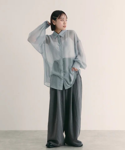 merrylatte(メリーラテ)の「シアービッグシャツ【IROHANI】(シャツ/ブラウス・レディース・ブラック/ピンク/ブルー/オレンジ/ホワイト・FREE)」の15枚目の写真