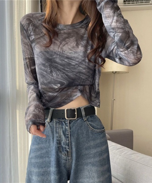 Lips(リップス)の「抜け感たっぷり!レイヤードで差がつくトレンドシアートップス(Tシャツ/カットソー・レディース・グレー/ブルー・FREE)」の14枚目の写真