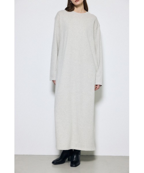 AZUL by moussy(アズールバイマウジー)の「【身長/骨格別着用画像あり】ロングスリーブストレートワンピース 秋服 冬服 春服 体系カバー(ワンピース・レディース・杢グレー/グレイッシュベージュ/ブラック・MEDIUM/SMALL)」の2枚目の写真