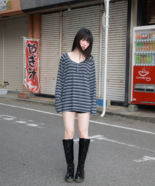 ROSEFRANTZ（ロゼフランツ）の「Stripe Button Long Sleeve [Black]（Tシャツ/カットソー・レディース・ブラック・OS）」の12枚目の写真