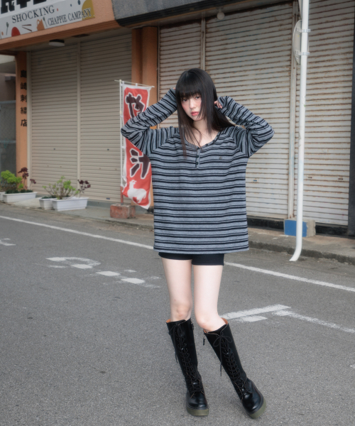ROSEFRANTZ（ロゼフランツ）の「Stripe Button Long Sleeve [Black]（Tシャツ/カットソー・レディース・ブラック・OS）」の13枚目の写真