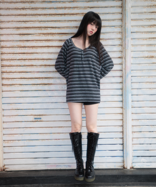 ROSEFRANTZ（ロゼフランツ）の「Stripe Button Long Sleeve [Black]（Tシャツ/カットソー・レディース・ブラック・OS）」の18枚目の写真