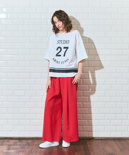 GRACE CLASS（グレースクラス）の「ナンバープリントループ裏毛トップ（Tシャツ/カットソー・レディース・ネイビー/ホワイト・36）」の3枚目の写真