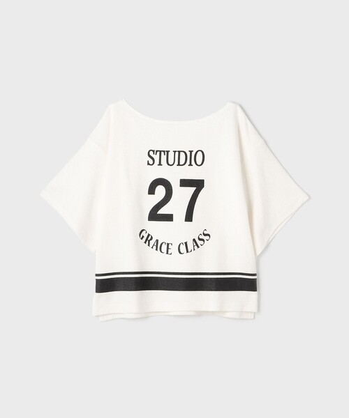 GRACE CLASS（グレースクラス）の「ナンバープリントループ裏毛トップ（Tシャツ/カットソー・レディース・ネイビー/ホワイト・36）」の6枚目の写真