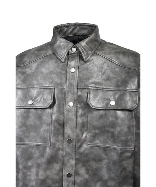 BREATH（ブレス）の「NEW RICH FAUX LEATHER SHIRT（シャツ/ブラウス・メンズ・ブラック/グレー・LARGE/MEDIUM/SMALL）」の5枚目の写真