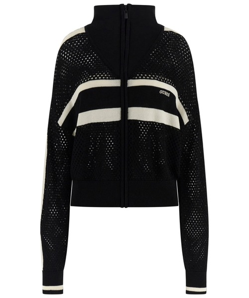 Guess（ゲス）の「GABRY Zipper Bomber Sweater セーター （ブルゾン・レディース・ライトベージュ/ブラック・X-SMALL/SMALL/MEDIUM/LARGE）」の2枚目の写真