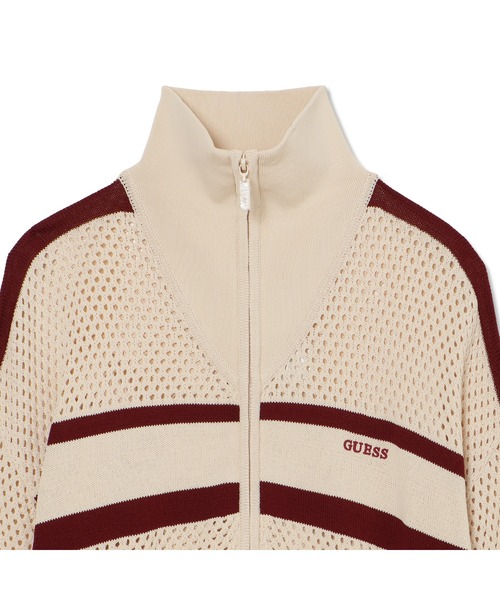 Guess（ゲス）の「GABRY Zipper Bomber Sweater セーター （ブルゾン・レディース・ライトベージュ/ブラック・X-SMALL/SMALL/MEDIUM/LARGE）」の4枚目の写真