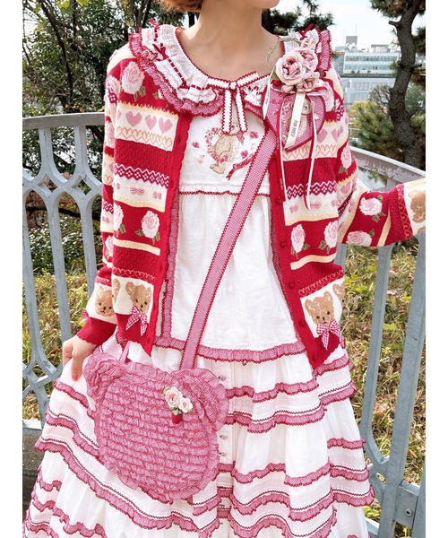 PINK HOUSE（ピンクハウス）の「テディシルエットフリルポシェット（ショルダーバッグ・レディース・レッド/ピンク/ラベンダー/スカイブルー/ブラック・フリー）」の14枚目の写真