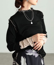 Sawa a la mode | 配色スリーブメロウパイピングカットソー(Tシャツ/カットソー)