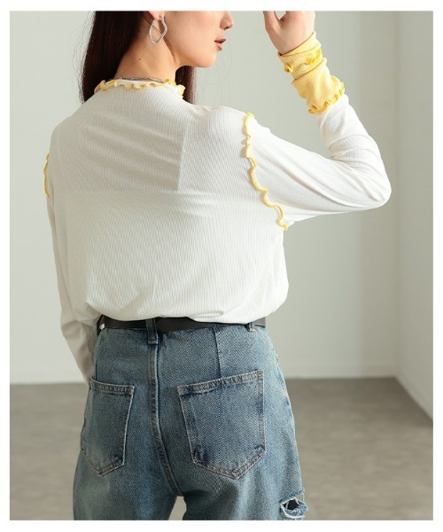 Sawa a la mode（サワアラモード）の「配色スリーブメロウパイピングカットソー（Tシャツ/カットソー・レディース・ブラック/ホワイト/グレー・FREE）」の17枚目の写真