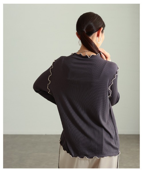 Sawa a la mode（サワアラモード）の「配色スリーブメロウパイピングカットソー（Tシャツ/カットソー・レディース・ブラック/ホワイト/グレー・FREE）」の22枚目の写真