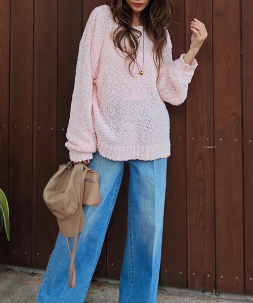 esutoreja（エストレジャ）の「ポップコーンニットプルオーバー（ニット/セーター・レディース・アイボリー/ブラック/ピンク・FREE）」の5枚目の写真