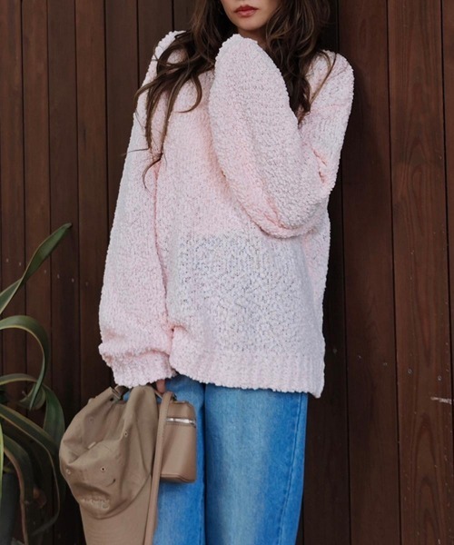 esutoreja（エストレジャ）の「ポップコーンニットプルオーバー（ニット/セーター・レディース・アイボリー/ブラック/ピンク・FREE）」の4枚目の写真