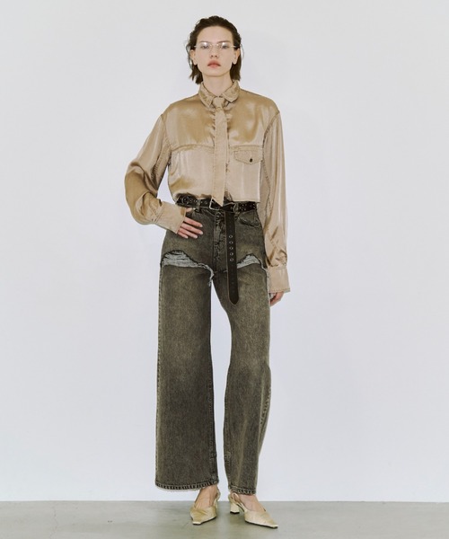 JOSE MOON(ジョゼムーン)の「FIBRIL SHORT SHIRT/フィブリルショートシャツ(シャツ/ブラウス・レディース・ベージュ/グレー・FREE)」の8枚目の写真