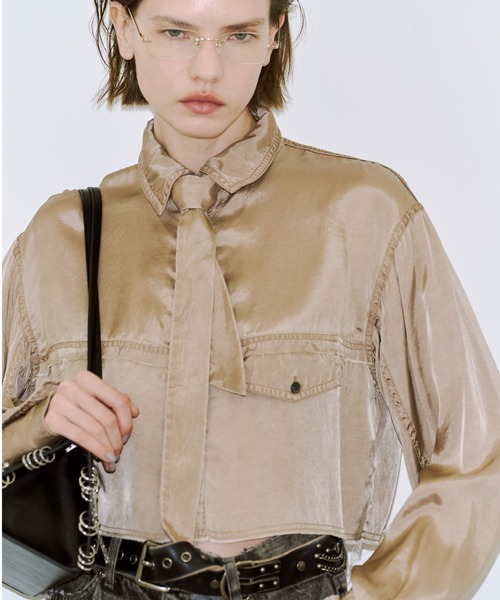 JOSE MOON(ジョゼムーン)の「FIBRIL SHORT SHIRT/フィブリルショートシャツ(シャツ/ブラウス・レディース・ベージュ/グレー・FREE)」の11枚目の写真