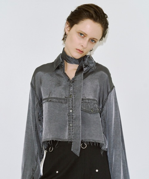 JOSE MOON(ジョゼムーン)の「FIBRIL SHORT SHIRT/フィブリルショートシャツ(シャツ/ブラウス・レディース・ベージュ/グレー・FREE)」の15枚目の写真