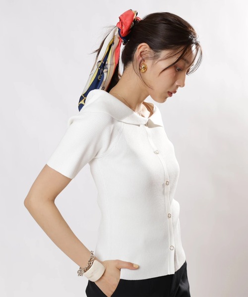 JUSGLITTY（ジャスグリッティー）の「前後２ＷＡＹオフショルニット（ニット/セーター・レディース・ピンク/レッド/ホワイト/グリーン系その他/ネイビー・2）」の19枚目の写真