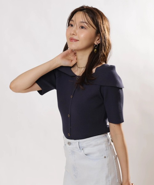 ジャスグリッティー 前後2way畦ニット 前後2WAYオフショルニット（ニット/セーター）｜JUSGLITTY（ジャス
