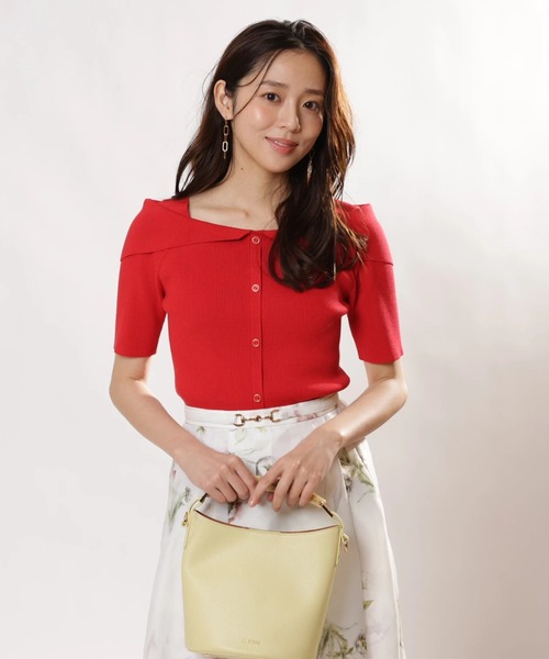 JUSGLITTY（ジャスグリッティー）の「前後２ＷＡＹオフショルニット（ニット/セーター・レディース・ピンク/レッド/ホワイト/グリーン系その他/ネイビー・2）」の8枚目の写真