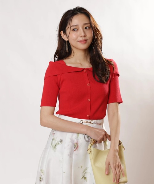 JUSGLITTY（ジャスグリッティー）の「前後２ＷＡＹオフショルニット（ニット/セーター・レディース・ピンク/レッド/ホワイト/グリーン系その他/ネイビー・2）」の9枚目の写真