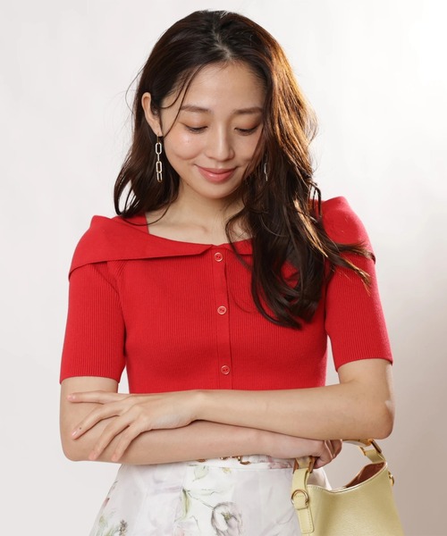 JUSGLITTY（ジャスグリッティー）の「前後２ＷＡＹオフショルニット（ニット/セーター・レディース・ピンク/レッド/ホワイト/グリーン系その他/ネイビー・2）」の10枚目の写真