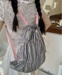 新色追加!ドロストギャザーナイロンナップサック/フェス/アウトドア/ドット/リボン