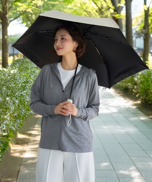 KOBE LETTUCE（コウベレタス）の「99.9%遮光99.9%UVカットハンディファン付き日傘（折りたたみ傘・レディース・ミント/ブラック/アイボリー・FREE）」の10枚目の写真