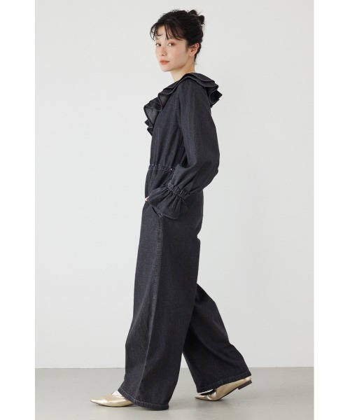 RODEO CROWNS WIDE BOWL（ロデオクラウンズワイドボウル）の「フリルデニムオールインワン（つなぎ/オールインワン・レディース・ブラック/ブルー系その他・FREE）」の5枚目の写真