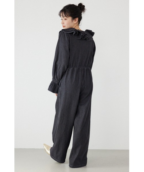 RODEO CROWNS WIDE BOWL（ロデオクラウンズワイドボウル）の「フリルデニムオールインワン（つなぎ/オールインワン・レディース・ブラック/ブルー系その他・FREE）」の6枚目の写真