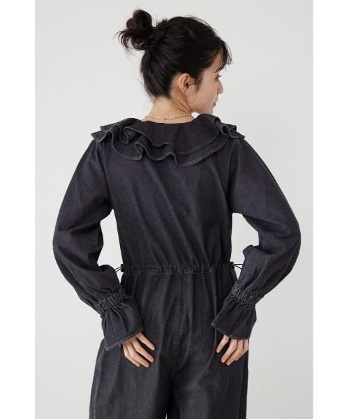 RODEO CROWNS WIDE BOWL（ロデオクラウンズワイドボウル）の「フリルデニムオールインワン（つなぎ/オールインワン・レディース・ブラック/ブルー系その他・FREE）」の8枚目の写真