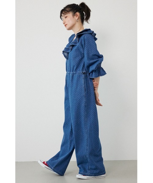 RODEO CROWNS WIDE BOWL（ロデオクラウンズワイドボウル）の「フリルデニムオールインワン（つなぎ/オールインワン・レディース・ブラック/ブルー系その他・FREE）」の10枚目の写真