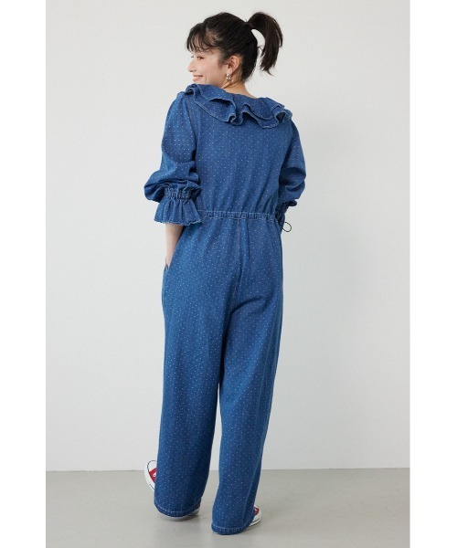 RODEO CROWNS WIDE BOWL（ロデオクラウンズワイドボウル）の「フリルデニムオールインワン（つなぎ/オールインワン・レディース・ブラック/ブルー系その他・FREE）」の11枚目の写真