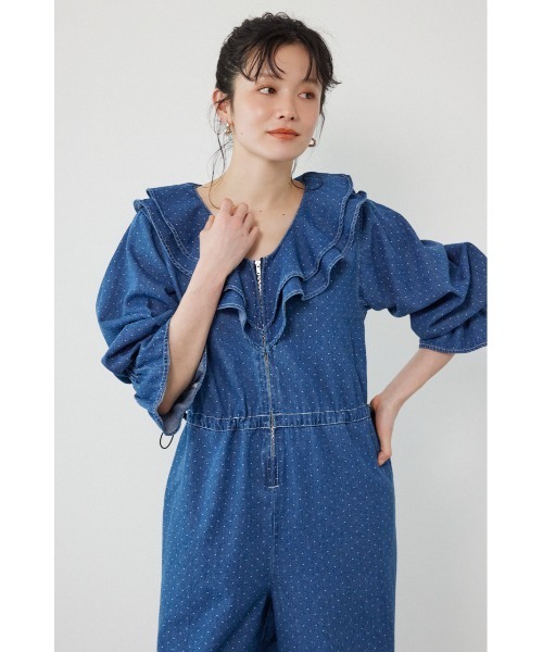 RODEO CROWNS WIDE BOWL（ロデオクラウンズワイドボウル）の「フリルデニムオールインワン（つなぎ/オールインワン・レディース・ブラック/ブルー系その他・FREE）」の13枚目の写真